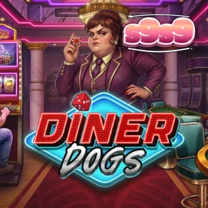 Tampilan visual slot Diner Dogs dengan nuansa neon dan karakter kru perampok.